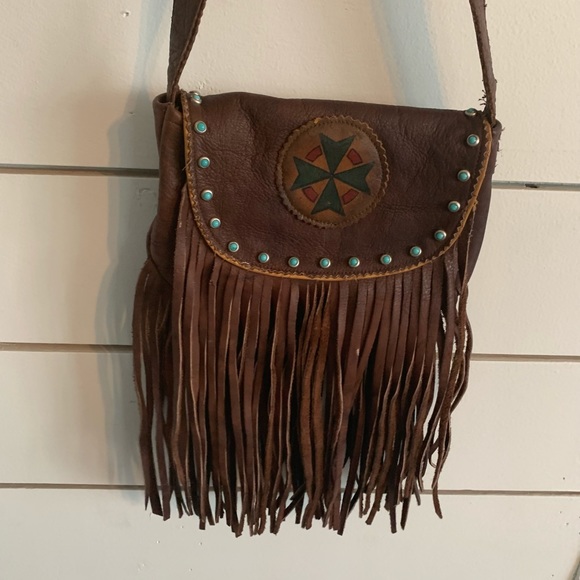 Kobler purse fringe w/ turquoise! Crossover - Picture 2 of 15